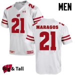 Men's Wisconsin Badgers NCAA #21 Chris Maragos White Authentic Under Armour Big & Tall Stitched College Football Jersey BP31E74CY